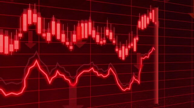 Abstract Looping Stock Market Chart Showing Bearish Trend, Crisis, and Economic Downturn.