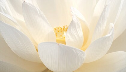 Macro shot of a pure white lotus flower showcasing its delicate petals and center detail in soft natural light.