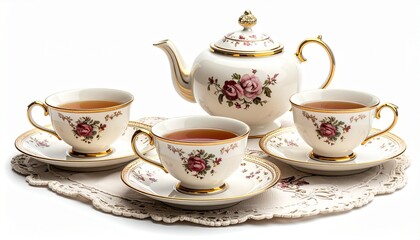 Elegant Tea Set Arrangement for Afternoon Relaxation and Social Gathering Concept in Bright Studio Setting.