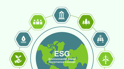 Global ESG Business Background with Ecology and Sustainability Concept &ndash; Modern Clean Vector