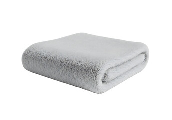 Folded White Blanket on White Background.