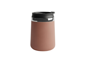 Brown Coffee Mug with Black Lid.