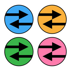 進行方向を分かりやすく示すフラットデザインの丸型矢印マークセット
