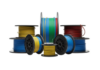 Colorful Electrical Wire Spools on Display.