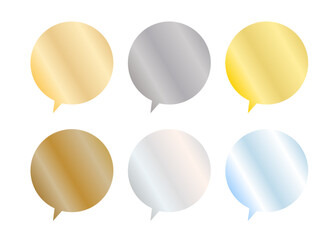 メタリック調の質感を持つ円形ふきだしアイコンのカラーバリエーション集