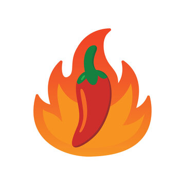 red hot chili logo, chili burning with fire
