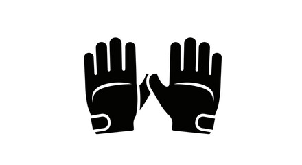 Obraz premium This black vector icon represents protective gloves, symbolizing safety, hand protection, hygiene, and work safety. It is commonly used for industrial safety, medical protection, cleaning services, an