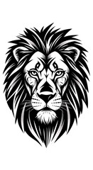 Obraz premium Black and White Lion Head Illustration.