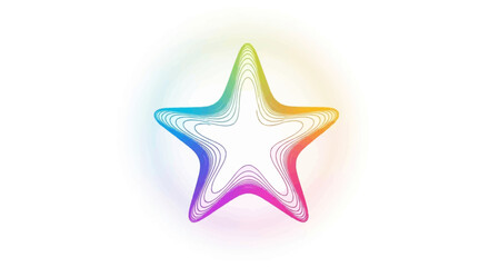 Obraz premium Dynamic colorful star shape abstract illustration with flowing rainbow spectrum lines