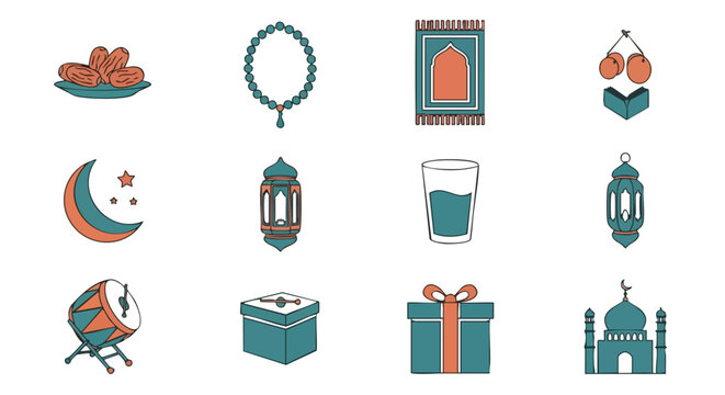 Set Dic&ocirc;nes Ramadan Duotone Sarcelle Orange