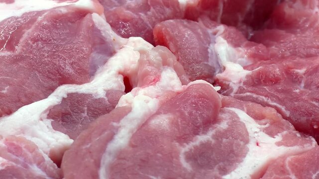 Fresh raw pork chops close-up &ndash; meat texture background