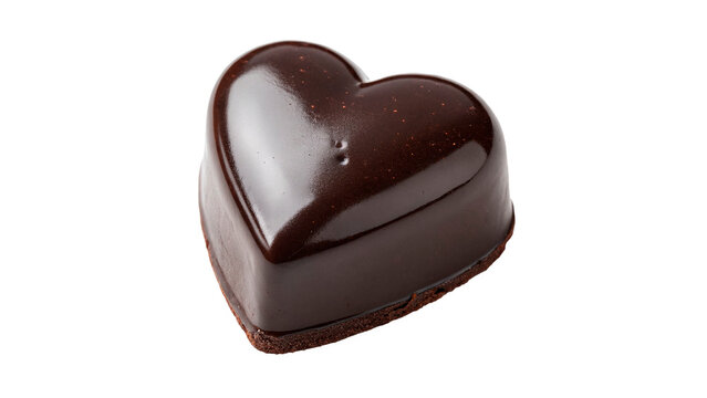 Chocolate heart-shaped cand isolated on transparent background cut out