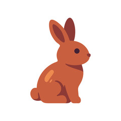 Obraz premium brown chocolate bunny dessert, happy easter holiday, colorful vector flat style illustration 