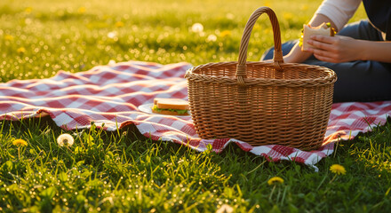 Sunny picnic in a grassy meadow