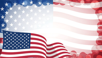 Obraz premium Waving american flag with stars and stripes on a background of red white patriotic colors symbolizing freedom and patriotism for usa holidays and celebrations