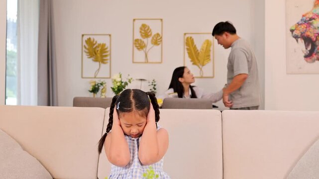 Family Tension in a Modern Living Room Setting