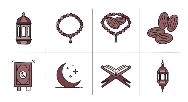 Flat Duotone Islamic Festival Icons
