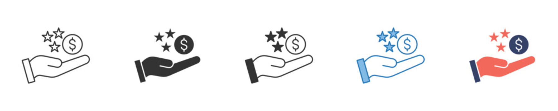 Hand presenting monetary reward with shining stars, symbolizing excellent bonus, cashback program, or financial achievement