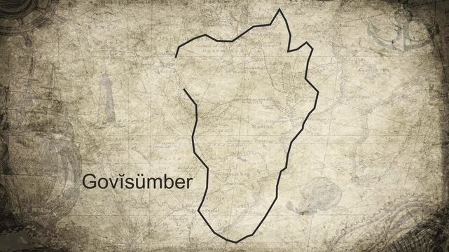Govisumber Province map drawn on a cartography background sheet of paper