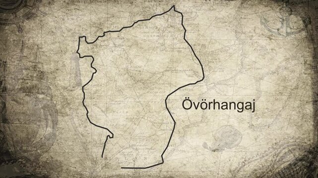 Ovorkhangai Province map drawn on a cartography background sheet of paper