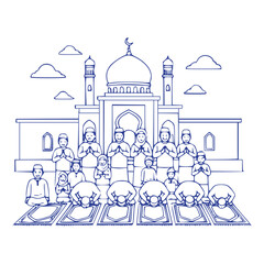 Make a Professional Moslem Family In Idul Fitri Vector