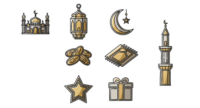 Collection de Symboles G&eacute;om&eacute;triques du Ramadan en Bichromie