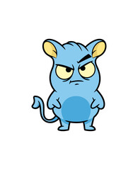 Obraz premium Cartoon mouse illustration with angry expression and black background