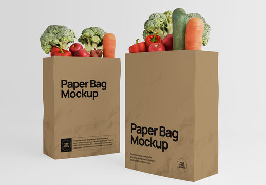 Eco Green Paper Bag Mockup