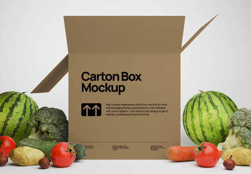 Vegetable Carton Box Mockup