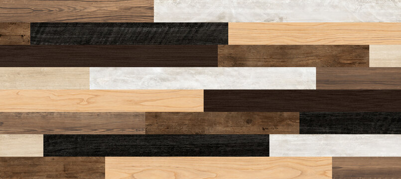 multi-colored reclaimed wood plank texture background, horizontal weathered wood panel texture for interior design.