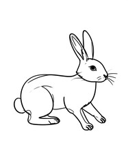 Obraz premium Black and white illustration of a rabbit in a sitting position