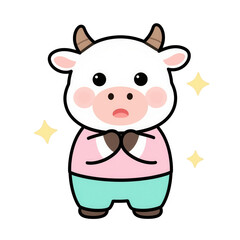 Fototapeta premium Cartoon cow with magical sparkles and wings