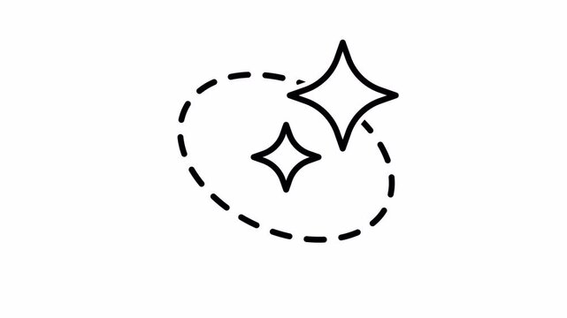 Generative Fill Icon, Minimalist Outline, Drawing Line Reveal, 4K Transparent Background