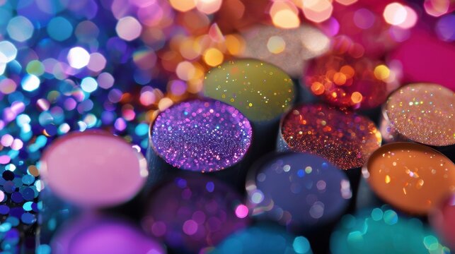 Close-Up of Colorful Glitter and Shimmering Particles in Vibrant Tones for Crafting and Artistic Projects