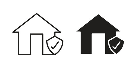 Fototapeta premium Home insurance icons for graphic design, logo, Web site, social media, UI, mobile app, vector illustration