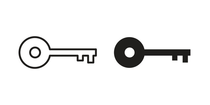 key icons for graphic design, logo, Web site, social media, UI, mobile app, vector illustration