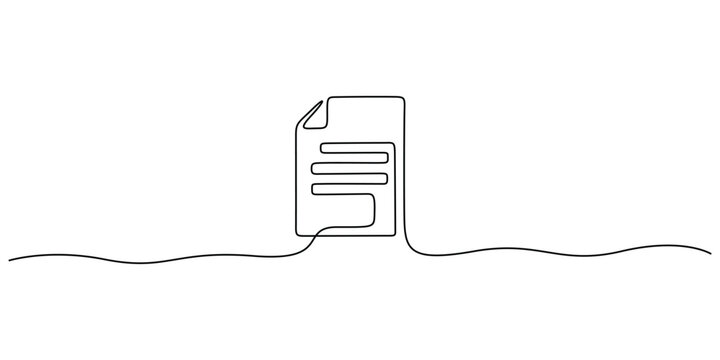 Continuous one line drawing of a folder or document icon, Minimalist single line art document icon