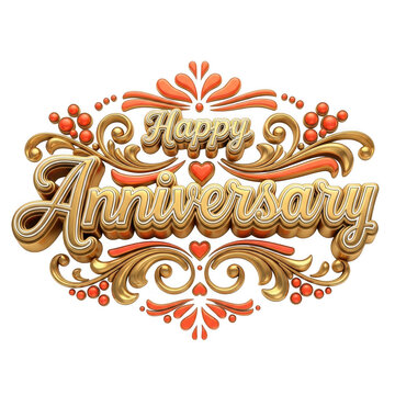 Elegant anniversary card design with intricate gold and red floral patterns