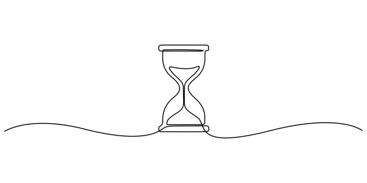 Minimalist illustration of an hourglass single, continuous line drawing vector illustration