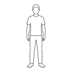 Male Standing Outline Vector Illustration