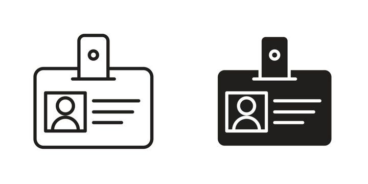 ID badge icon suitable design silhouette and line art style on white background