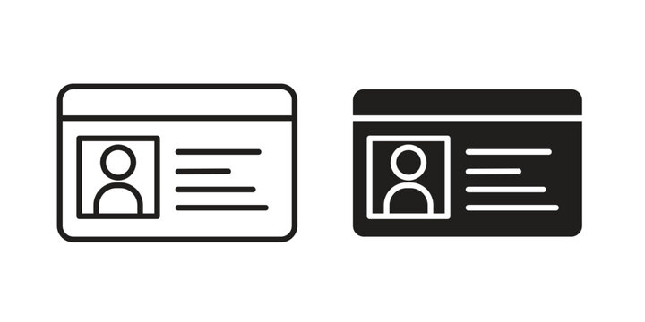 ID card icon suitable design silhouette and line art style on white background