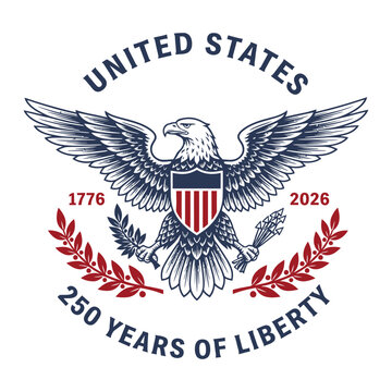United States Eagle Emblem Celebrating 250 Years of Liberty