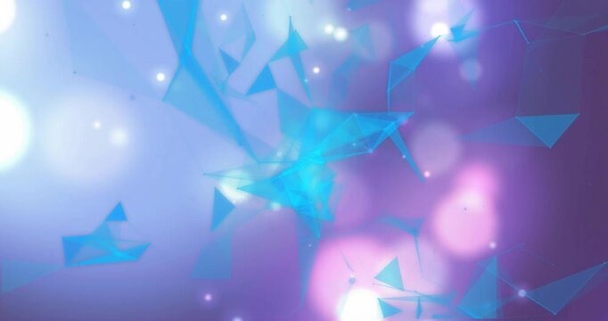 Sparks initiating polygon network, cyan facets expanding, rotating, collapsing, revealing depth