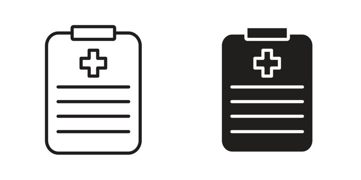 Medical report icon suitable design silhouette and line art style on white background