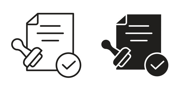 Permit icon suitable design silhouette and line art style on white background