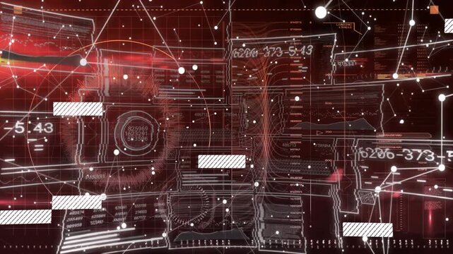 Left scanner pulsing triggers data UI sliding bars, particle streams, updating IDs, showing alerts