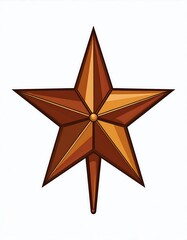 Obraz premium Bronze five-pointed star with a central dot, isolated on white