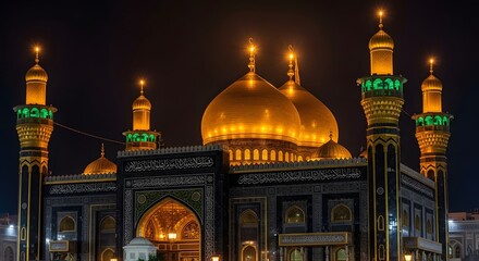 mosque at night black and gold