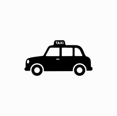 Naklejka premium Black Taxi Icon, Classic London Hackney Cab Silhouette
